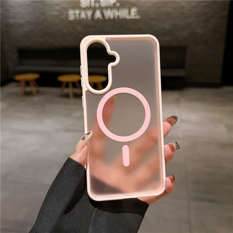 Samsung A56 5G Magsafe Matte Translucent Armor Shockproof Wireless Charge Case Cover For Samsung A57 A55 A37 A36 A35 A17