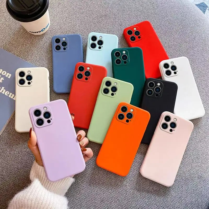 Liquid Silicone Phone Case for For iPhone 13 16 15 14 12 11 Pro XR X XS Max 7 8 Plus SE 2020 2022 16e Matte Basic Cover Caqas