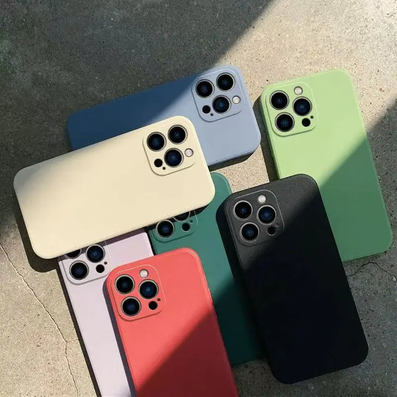 Liquid Silicone Phone Case for For iPhone 13 16 15 14 12 11 Pro XR X XS Max 7 8 Plus SE 2020 2022 16e Matte Basic Cover Caqas