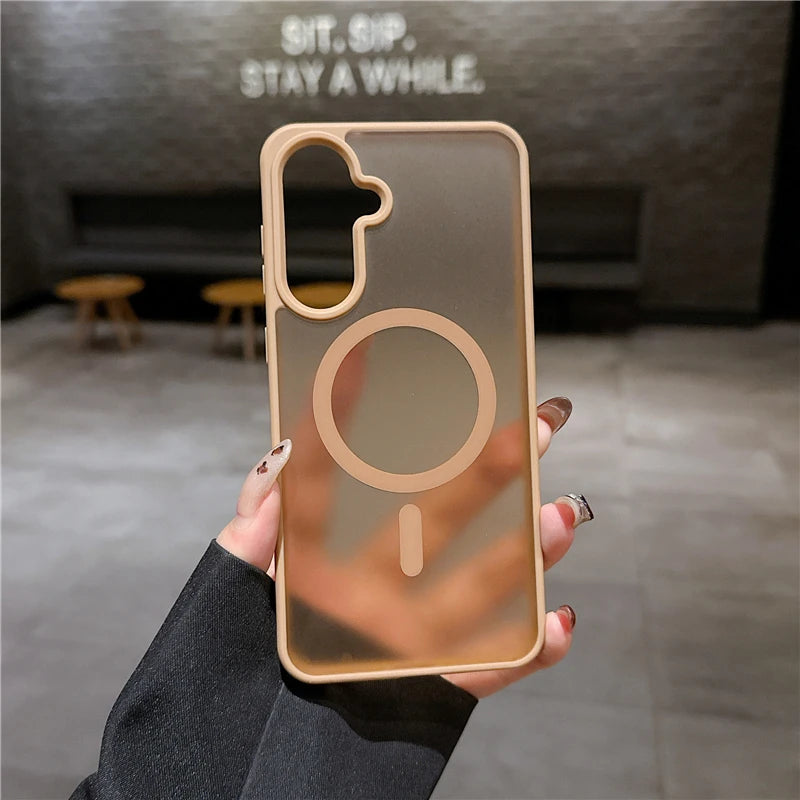 Samsung A56 5G Magsafe Matte Translucent Armor Shockproof Wireless Charge Case Cover For Samsung A57 A55 A37 A36 A35 A17