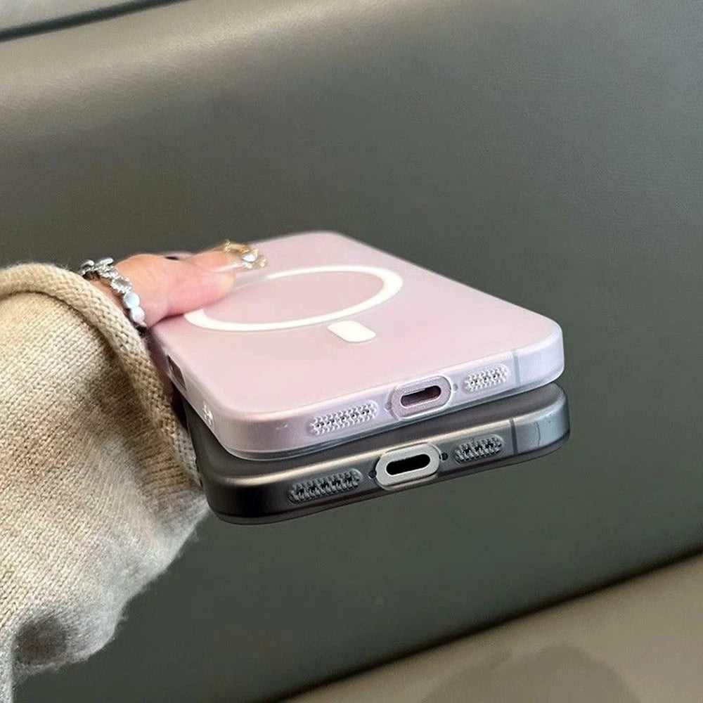 Ultra-thin Matte Magnetic Case For iPhone 17 Air 16E 16 15 14 13 12 11 Pro Max 8 7 Plus Translucent For Magsafe Hard PC Cover