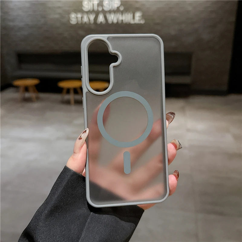 Samsung A56 5G Magsafe Matte Translucent Armor Shockproof Wireless Charge Case Cover For Samsung A57 A55 A37 A36 A35 A17
