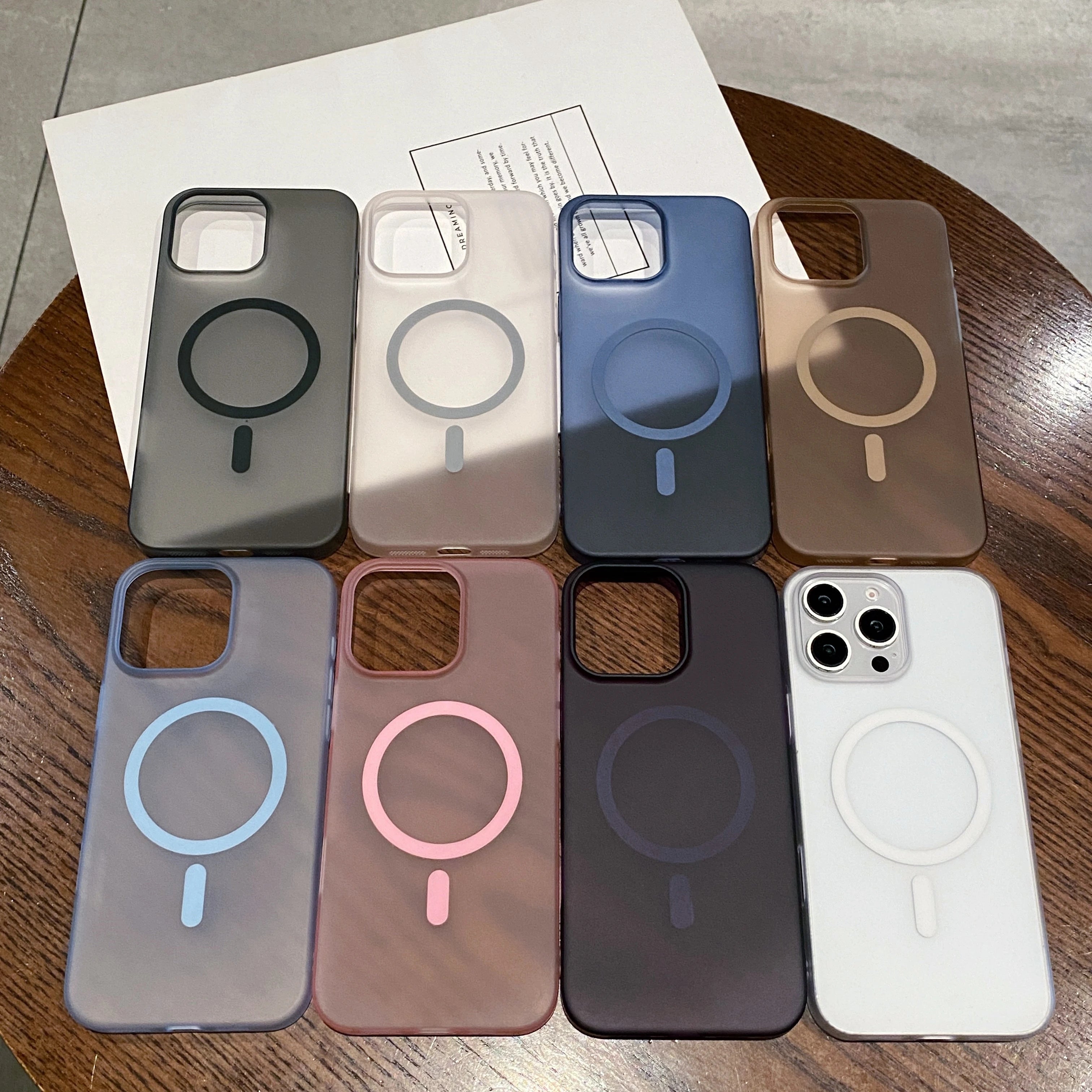 Ultra-thin Matte Magnetic Case For iPhone 17 Air 16E 16 15 14 13 12 11 Pro Max 8 7 Plus Translucent For Magsafe Hard PC Cover