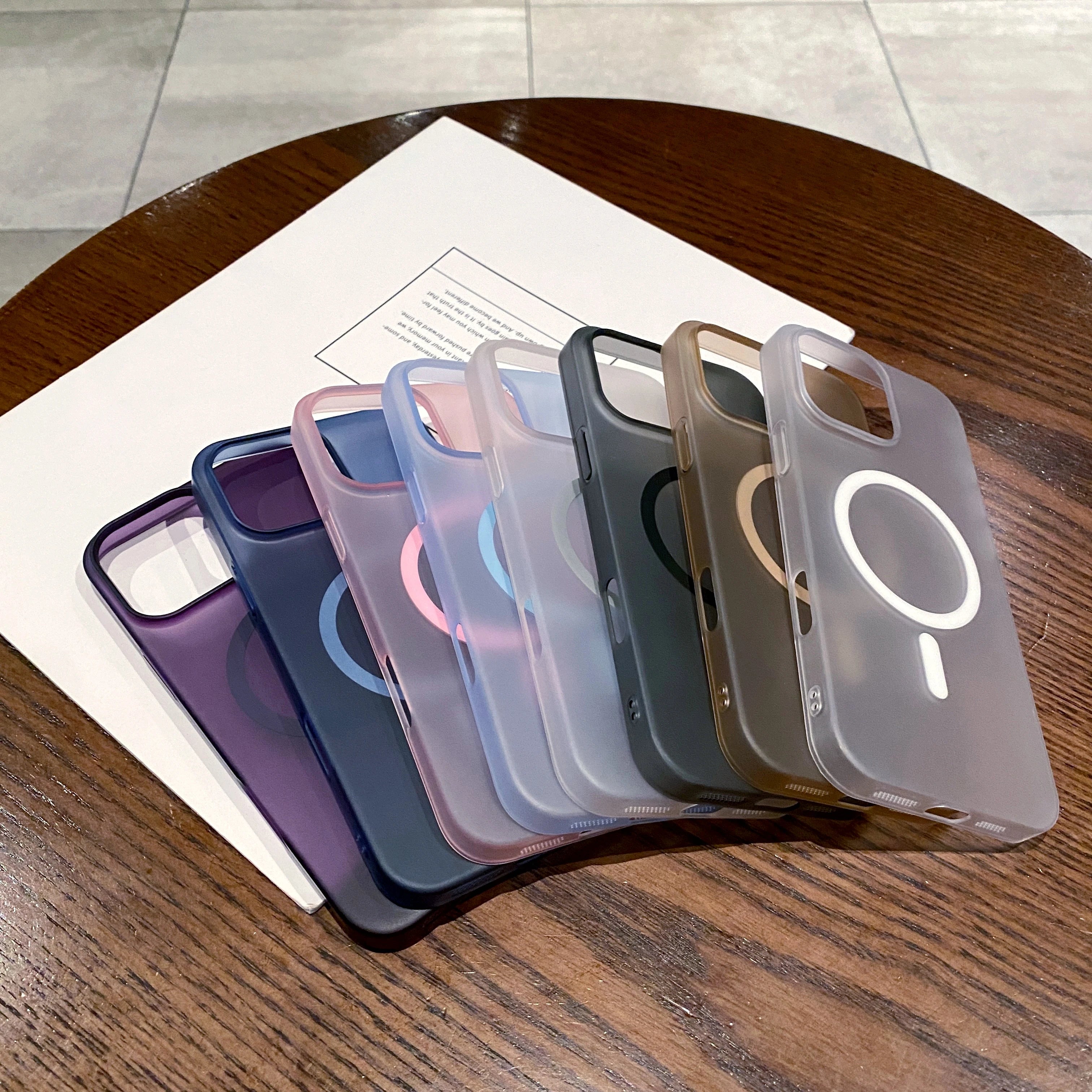 Ultra-thin Matte Magnetic Case For iPhone 17 Air 16E 16 15 14 13 12 11 Pro Max 8 7 Plus Translucent For Magsafe Hard PC Cover