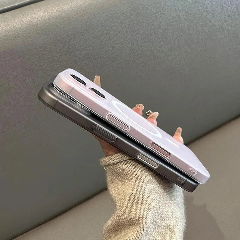 Ultra-thin Matte Magnetic Case For iPhone 17 Air 16E 16 15 14 13 12 11 Pro Max 8 7 Plus Translucent For Magsafe Hard PC Cover