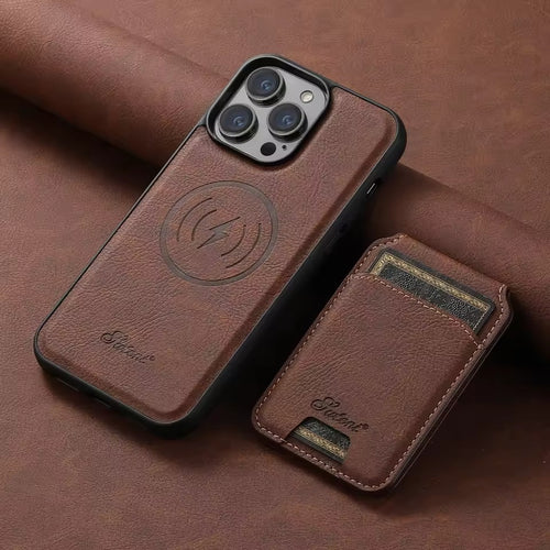 Wallet Phone Case Card Holder Leather Magnetic Pocket Cover For Wireless Charging For iPhone